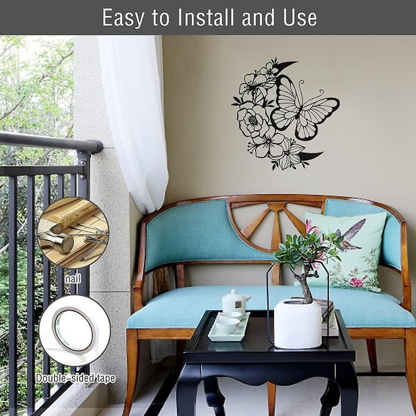 Metal Wall Art Black Metal Wall Decor With Butterfly Modern Wall Art Sculptur Carousel 5