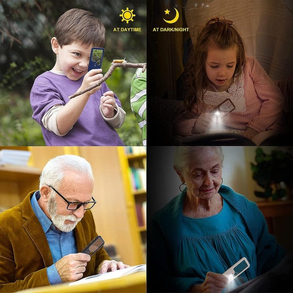 4x 2x Pocket Card Type Portable Magnifying Glasses With Light2 Packs Small Mi Carousel 2