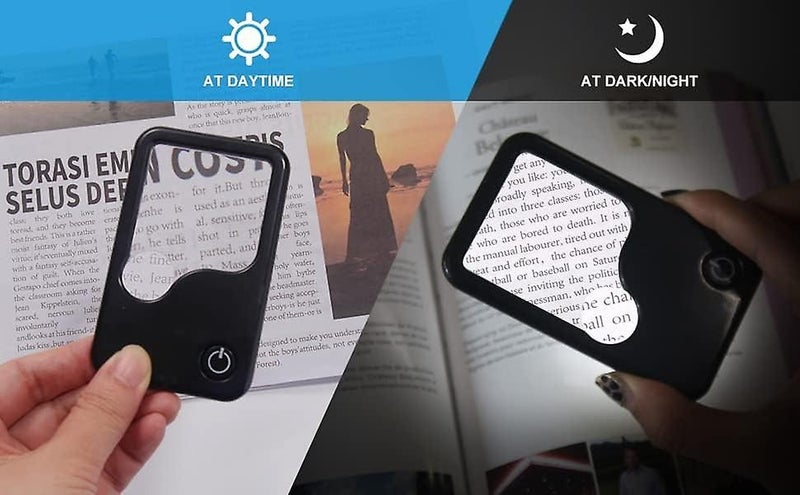 4x 2x Pocket Card Type Portable Magnifying Glasses With Light2 Packs Small Mi Carousel 5