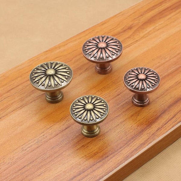 4pcs Pull Drawer Knob With Flowers Pattern Antique Brass Door Handles Cabinet Carousel 1
