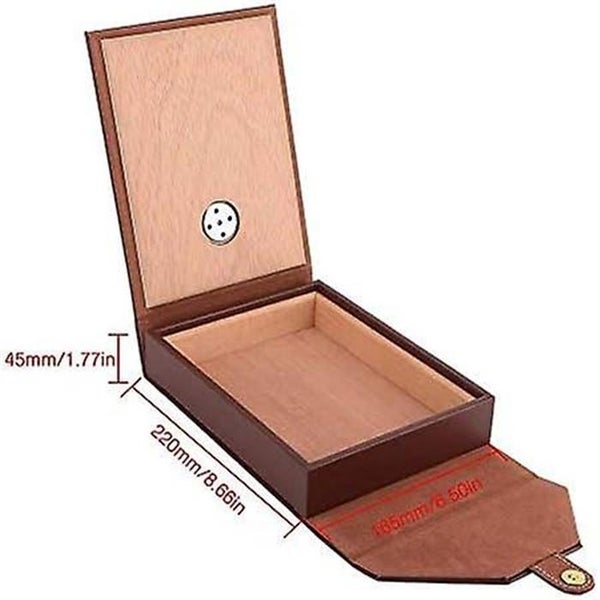 Brown-wooden Cigar Box Cigar Case Storage Box Made Of Cedar And Artificial Lea Carousel 2