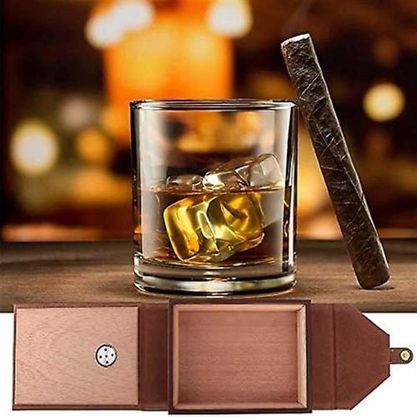 Brown-wooden Cigar Box Cigar Case Storage Box Made Of Cedar And Artificial Lea Carousel 5