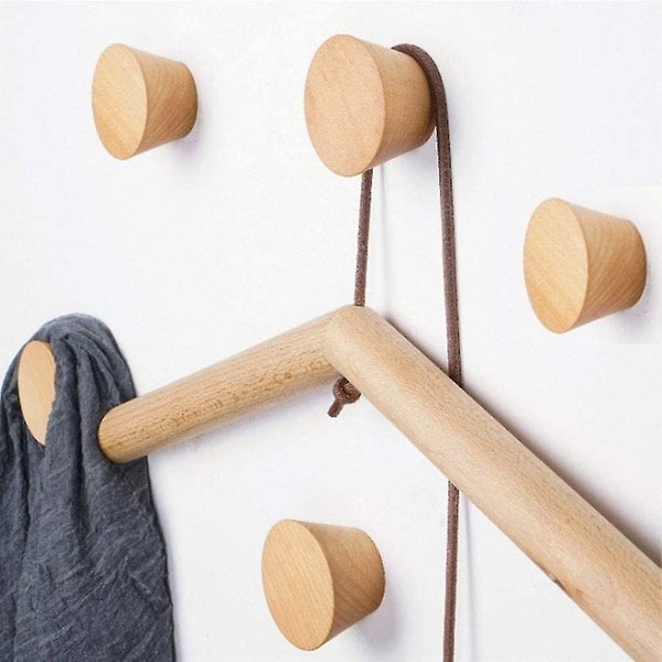 Wooden Coat Hook 5pcs Wall Hooks Round Coat Hooks Carousel 1