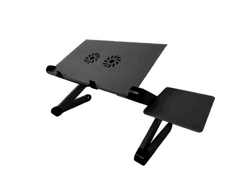 Aluminum Alloy Laptop Table Folding Stand With Dual Cooling Fans For Bed Desk Carousel 1