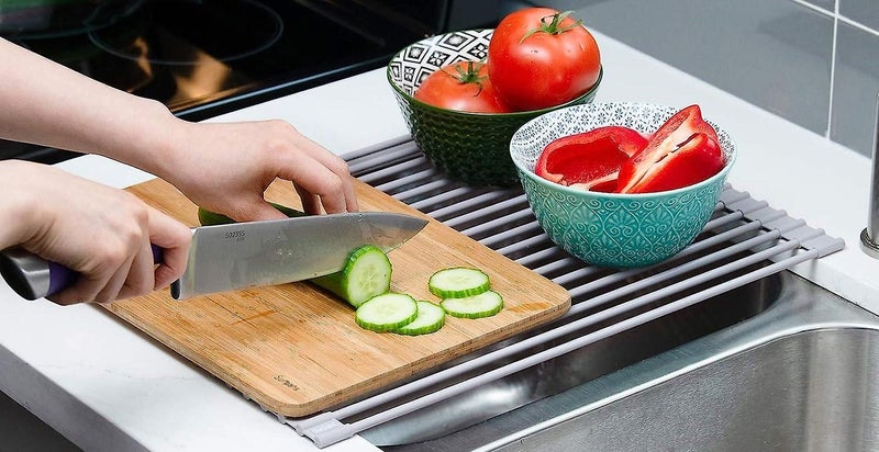 Over The Sink Multipurpose Roll-up Dish Drying Rack warm Gray 17.5 X 13.1 Carousel 5