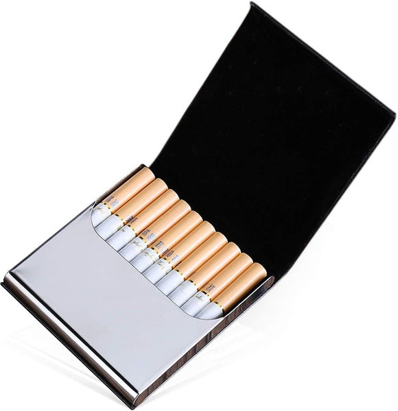 Black 1 Piece Cigarette Case Cigarette Case Slimline Stainless Steel Metal Carousel 1