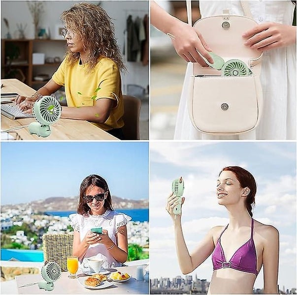 Cat Ears Foldable Handheld Fan green Mini Usb Fan Rechargeable Battery Port Carousel 5