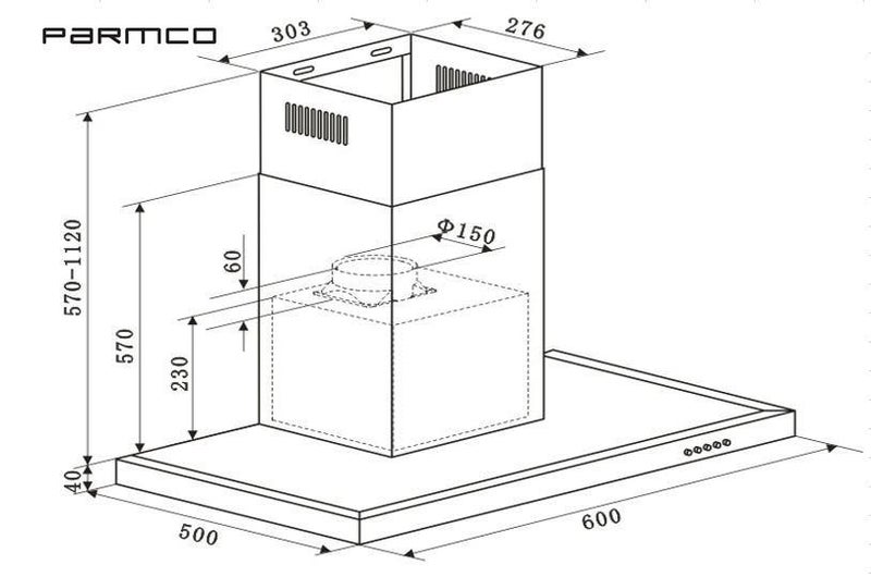 Parmco 600mm Canopy, Slim Box, Stainless Steel, LED, Pre-order Only Carousel 2