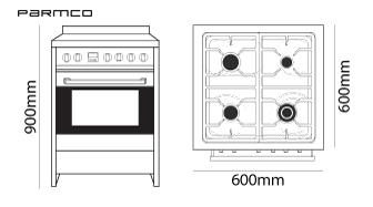 Parmco Freestanding Stove, 600mm, Stainless Steel, Pre-order Only Carousel 1