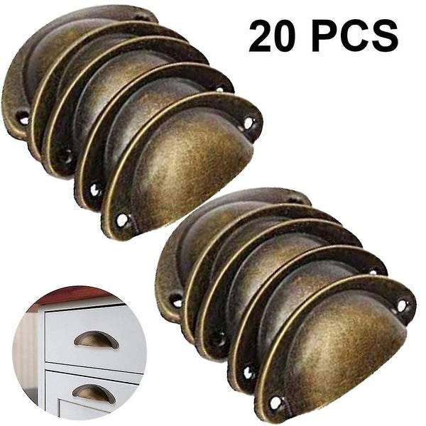 20 Pack 65mm Hole Spacing Vintage Style Pulls Cup Pull Handles Knobs Shell Ear Carousel 1