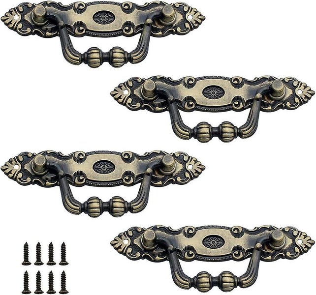 4 Pcs Drawer Handle Antique Zinc Bronze Drawer Handle Vintage Furniture Decora Carousel 1