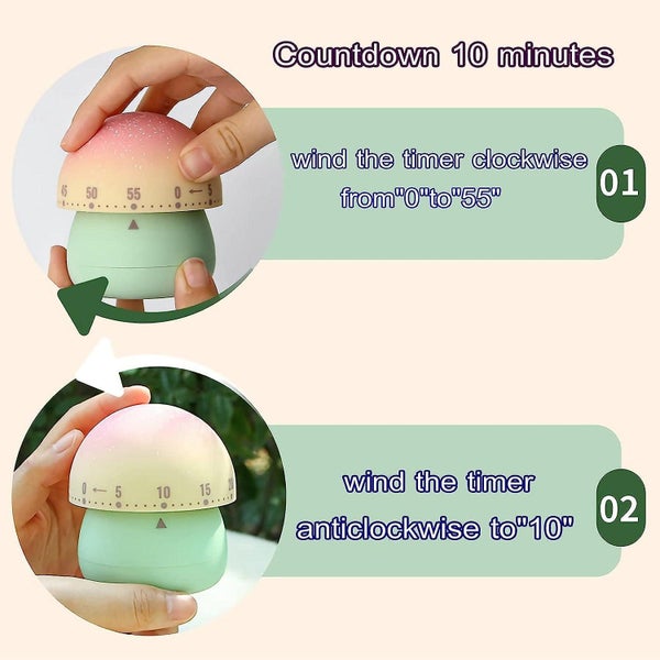 Mechanical Kitchen Timer Children's Cute Mushroom Timer Clockwork 60 Minutes Carousel 3