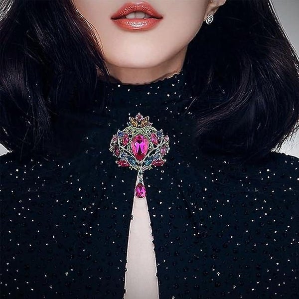 Created Crystal Brooch For Women Shiny Flower Teardrop Brooch Pin Colourful Carousel 2