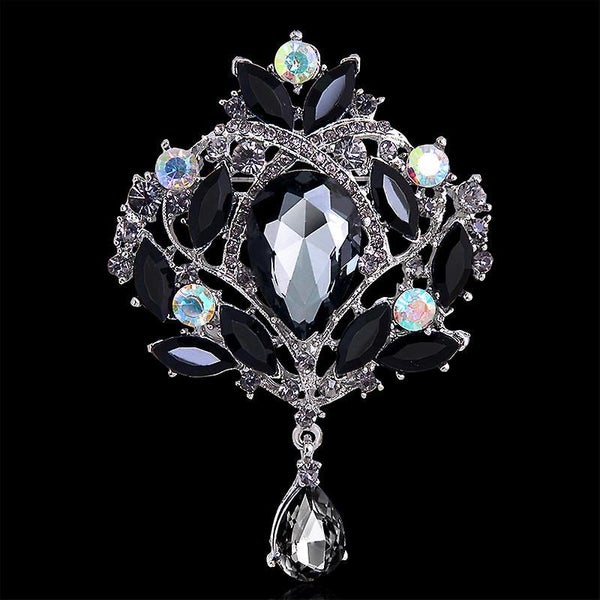 Created Crystal Brooch For Women Shiny Flower Teardrop Brooch Pin Colourful Carousel 5
