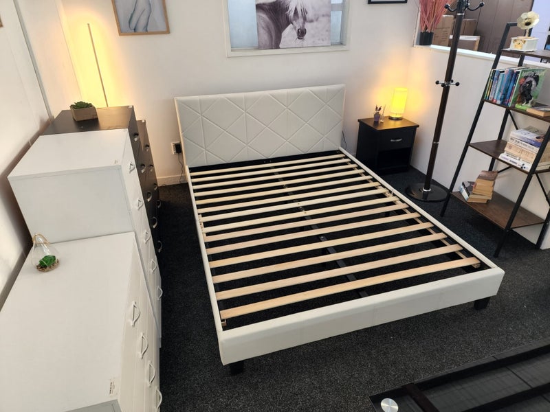 White Gary KING Slat Bed Frame Carousel 2