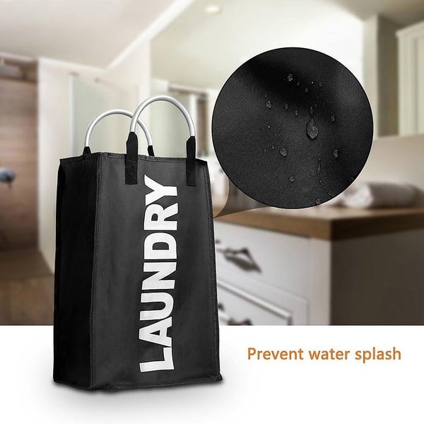Laundry Hamper Foldable Laundry Bag Storage Bag With Handle 40l For Home Black Carousel 1