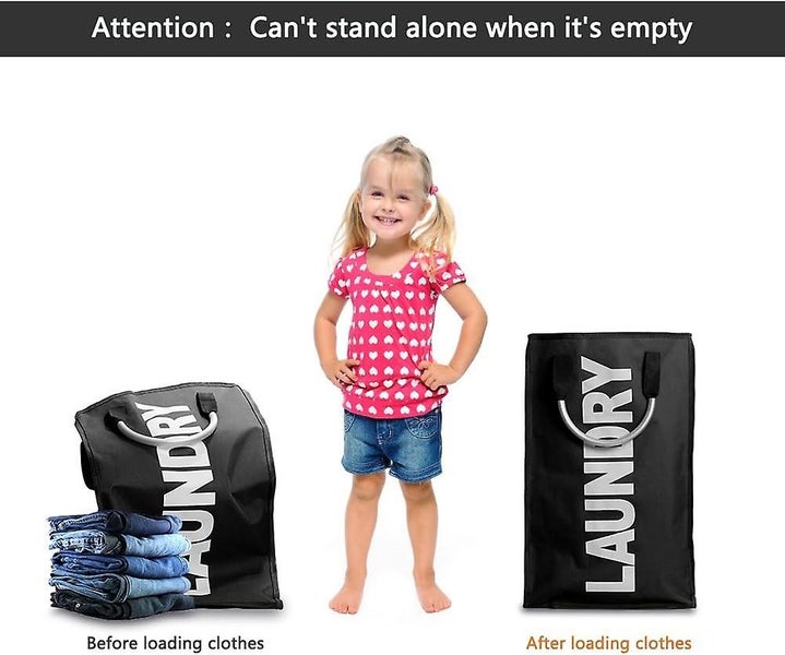 Laundry Hamper Foldable Laundry Bag Storage Bag With Handle 40l For Home Black Carousel 5