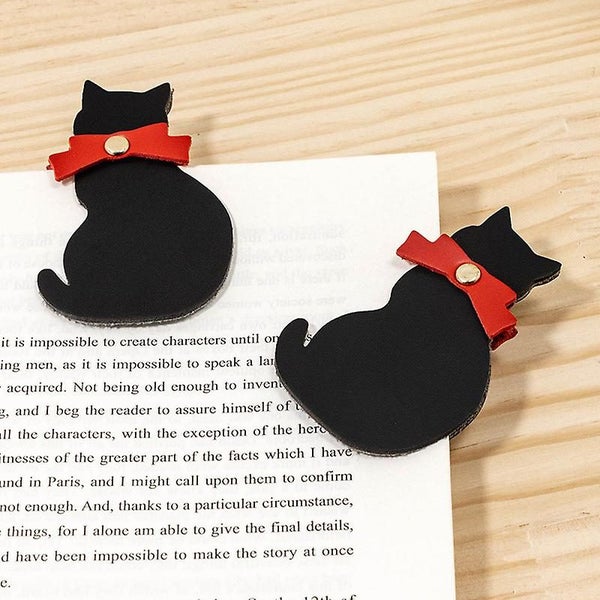 Leather Bookmarks Black Kitten Bookmarks Student Book Page Holders And C Carousel 1