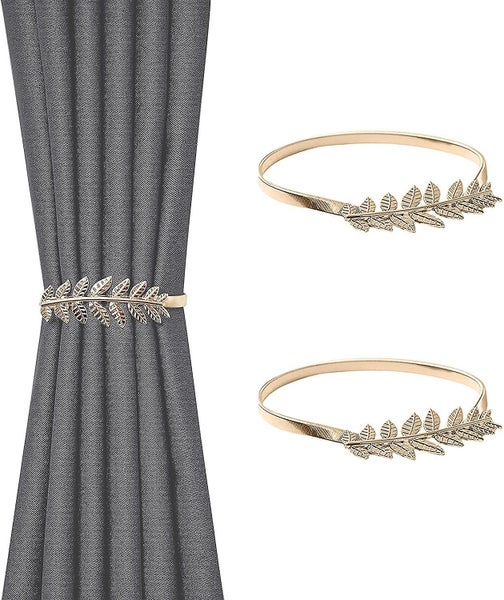 Curtain Brackets 2 Pieces Gold Metal Leaf Curtain Brackets Adjustable Cur Carousel 1