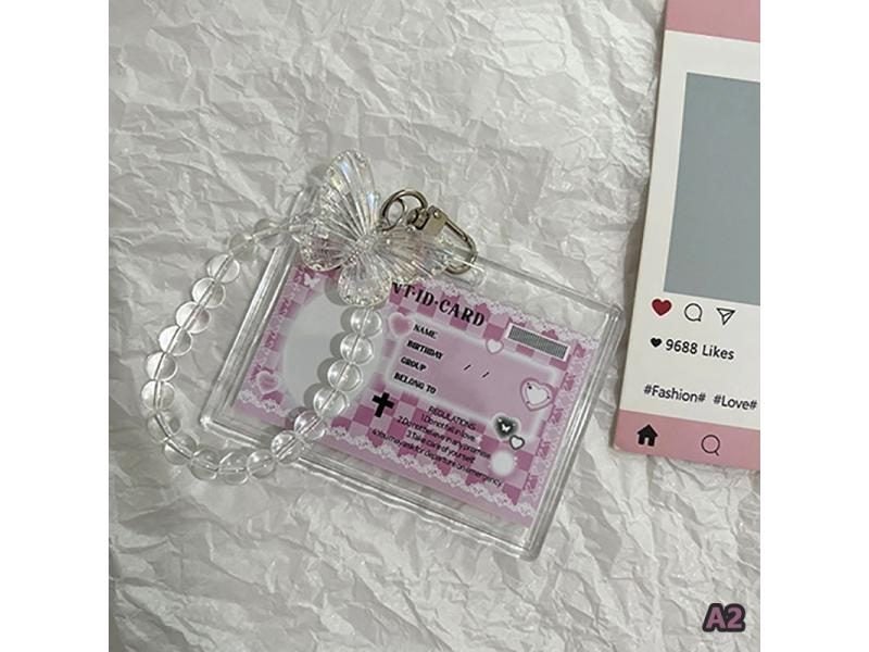 Crystal Butterfly 3 Inch Acrylic Card Holder Photocards Display Credit ID Bank Carousel 1