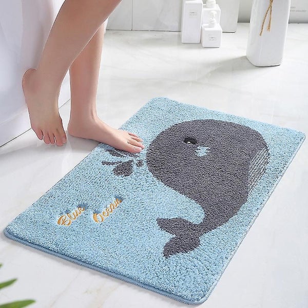 Sea Whales-bath Mat Non-slip Absorbent Bathroom Mat Skin-friendly Soft Bath Carousel 1