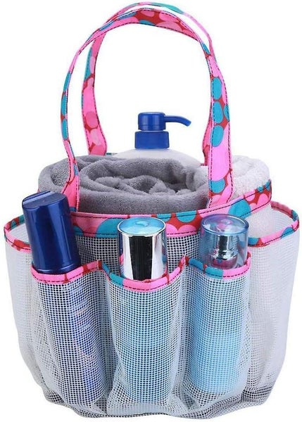 Portable Mesh Shower Caddy 8 Tote Baskets For Bathroom Dorm Large Shower Bag Carousel 1