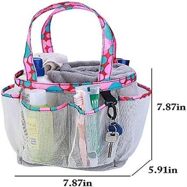 Portable Mesh Shower Caddy 8 Tote Baskets For Bathroom Dorm Large Shower Bag Carousel 2