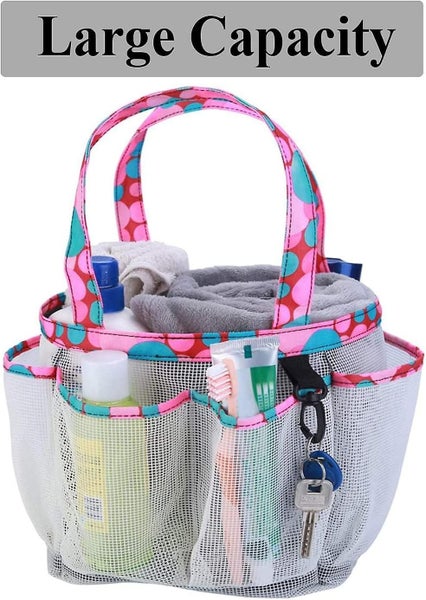 Portable Mesh Shower Caddy 8 Tote Baskets For Bathroom Dorm Large Shower Bag Carousel 5