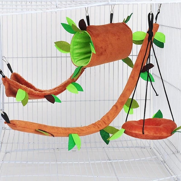 5pcs Hamster Cage Guinea Pig Cage Accessories Ferret Cage Toys Hammock Hamst Carousel 1
