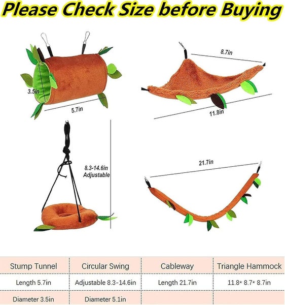 5pcs Hamster Cage Guinea Pig Cage Accessories Ferret Cage Toys Hammock Hamst Carousel 2