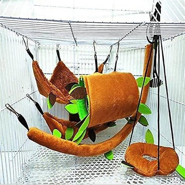 5pcs Hamster Cage Guinea Pig Cage Accessories Ferret Cage Toys Hammock Hamst Carousel 4