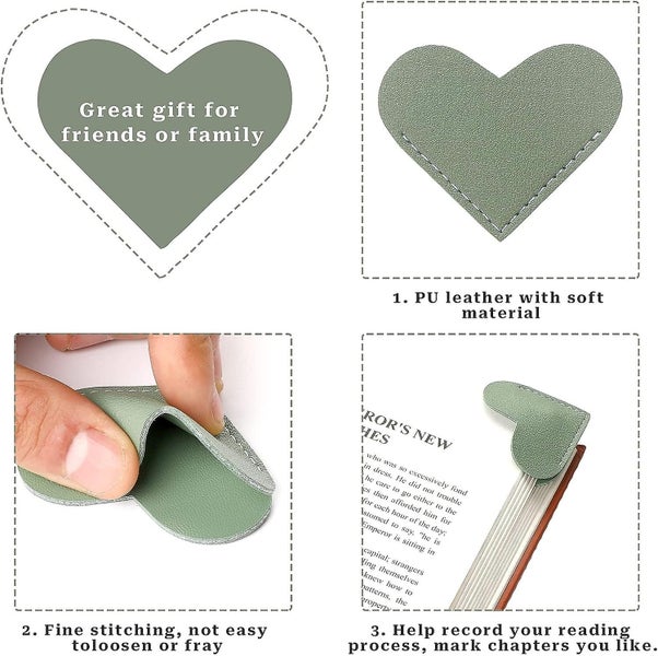Leather Heart Bookmarkvalentine's Day Giftsbook Marks For Womenbook Accesso Carousel 5