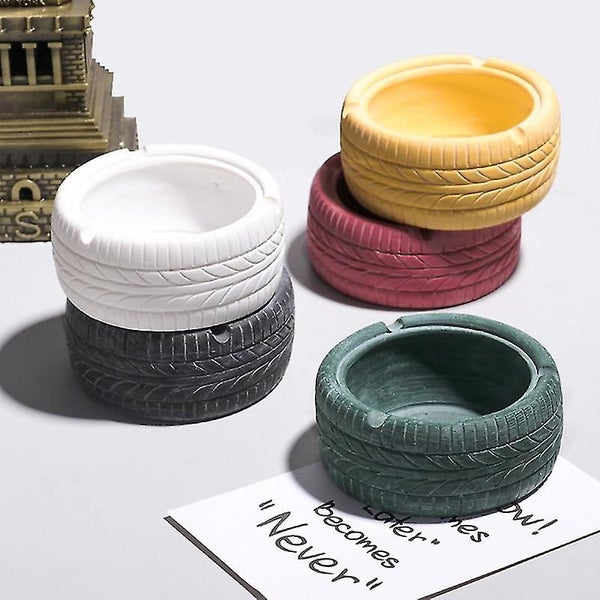 Resin Ashtray Without Lid Tire Tyre Shaped Ashtray With Rest Slot Home Decor B Carousel 4