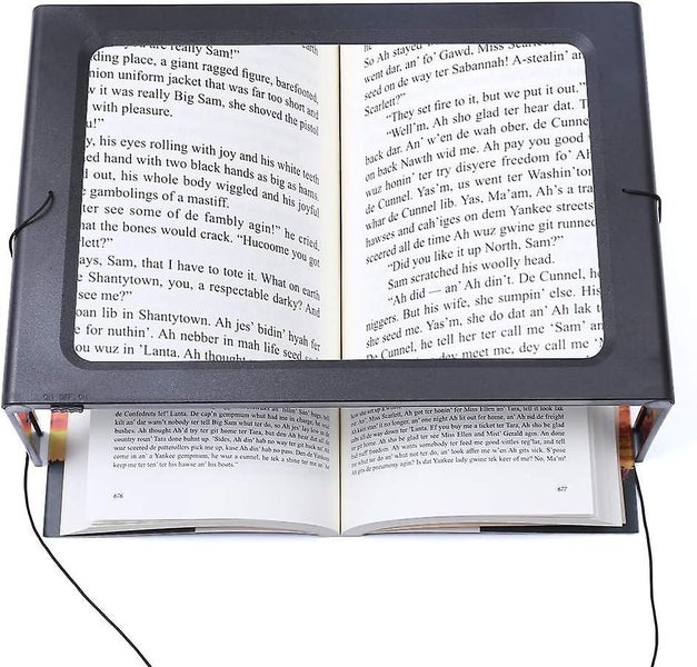 Glass Large Full Page Rectangular 3x Magnifying Led Lighted Foldable Portable Carousel 1