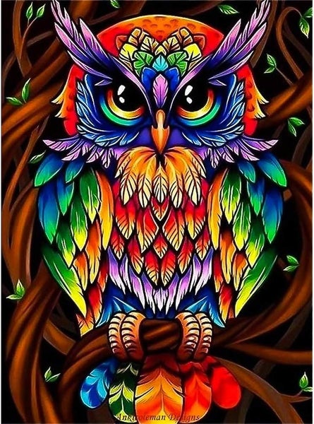 5d Diy Diamond Painting Kits For Adults And Kids Colorful Owl Full Drill Round Carousel 1