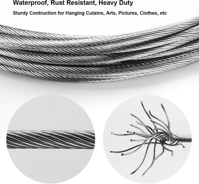 Curtain Tension Wire Mesh Curtain Rod Set Photo Hanging Wire 5 Meters Carousel 2