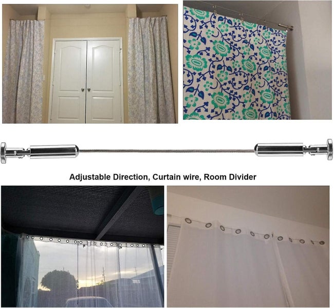 Curtain Tension Wire Mesh Curtain Rod Set Photo Hanging Wire 5 Meters Carousel 5