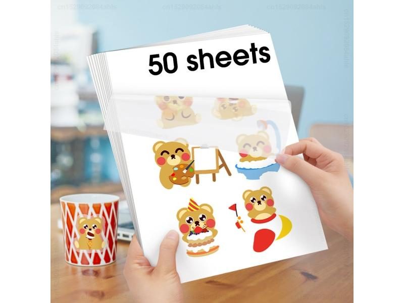 50 Sheets Printable Vinyl Sticker Paper Transaprent White Self Adhesive A4 Carousel 1
