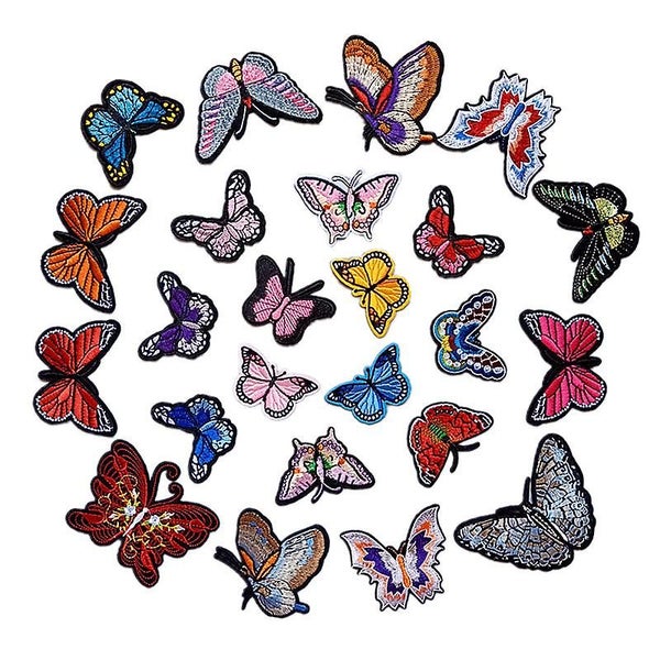 24 Pcs Butterflies Patches Multicolored Randomly Mix Handmade Patches Assorted Carousel 1