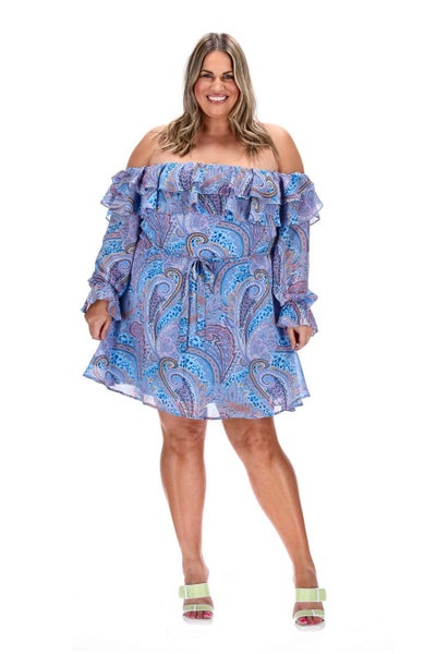 Stella Royal Emma Off Shoulder Dress Paisley Carousel 1