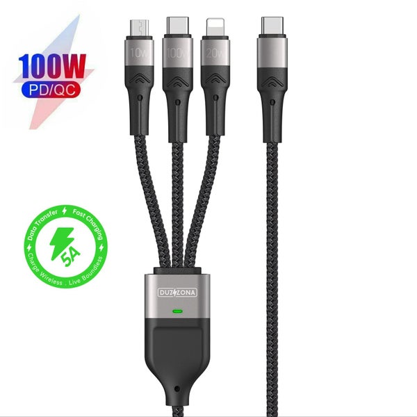 DUZZONA Type-C 3 In 1 Mobile Phone Charging Cable Multi-port Data Cables 1.3m Carousel 1