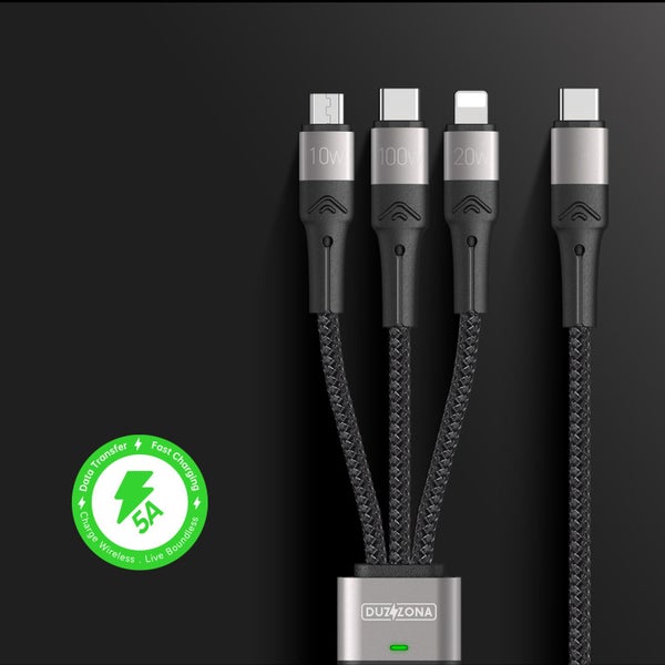 DUZZONA Type-C 3 In 1 Mobile Phone Charging Cable Multi-port Data Cables 1.3m Carousel 12