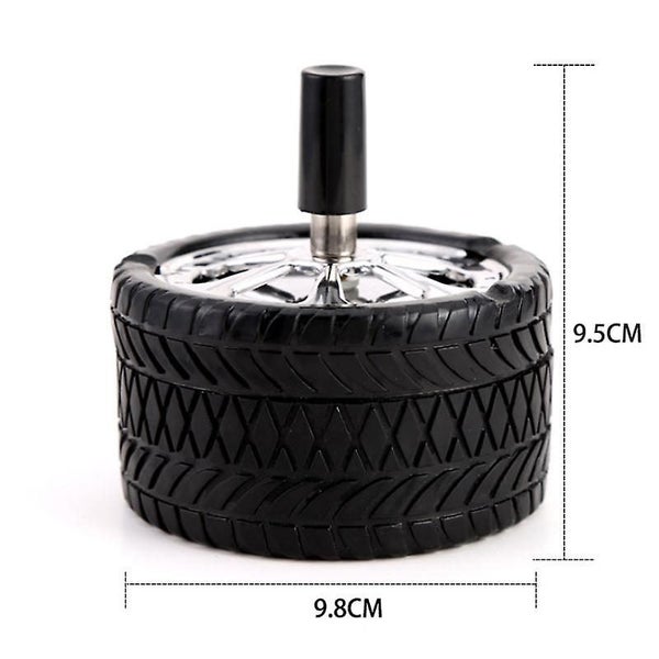 Tire Type Windproof Rotating Practical Smokeless Metal Ashtray With Cover Roun Carousel 3