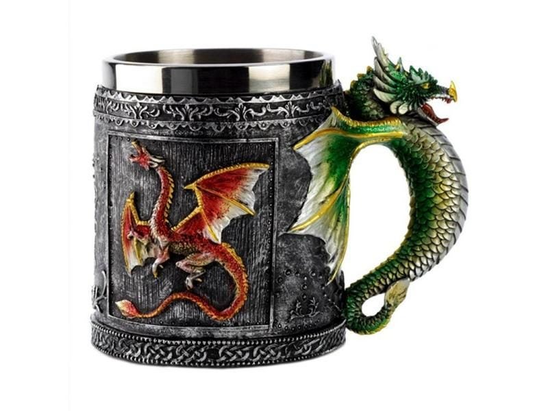 Double Wall Stainless Steel 3D Skull Mugs Fly Dragon Drinking Mug Cup Home Carousel 1