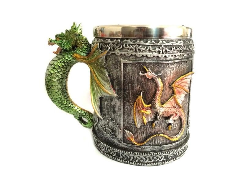 Double Wall Stainless Steel 3D Skull Mugs Fly Dragon Drinking Mug Cup Home Carousel 2