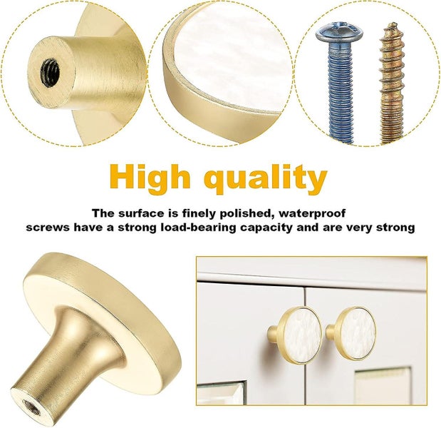12 Pieces Marble Brass Drawer Knobs 32 Mm Cabinet Handle Pulls Shell Brass Gol Carousel 5