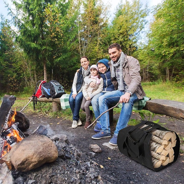 Firewood Carry Bag black Canvas Fireplace Log Bag-99*46cm Water Resistant Carousel 5