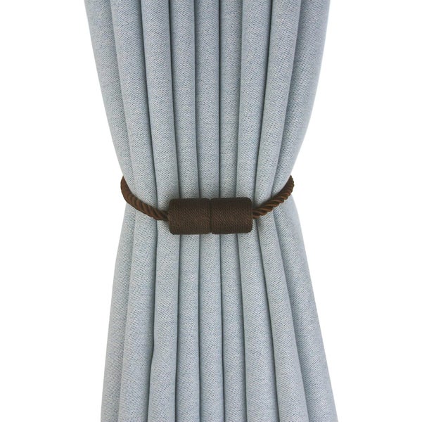 4 Pieces Magnetic Curtain Tiebacks Coffee Color Braided Magnetic Curtain Buckl Carousel 1