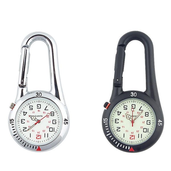 2pcs Clip-on Sports Digital Watch Backpack Carabiner Watch Glow In The Dark Carousel 2