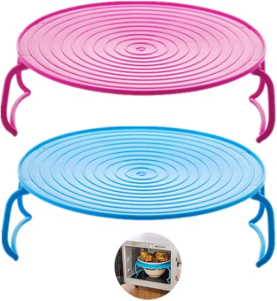 2 Pcs Round Tray Steamer Rack Double Layer Steamer Rack Multifunctional Plasti Carousel 1